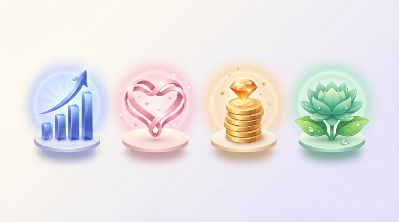 Carrière · Liefde · Geld · Gezondheid — Alles gedekt